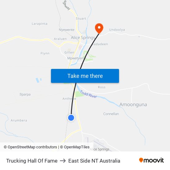 Trucking Hall Of Fame to East Side NT Australia map