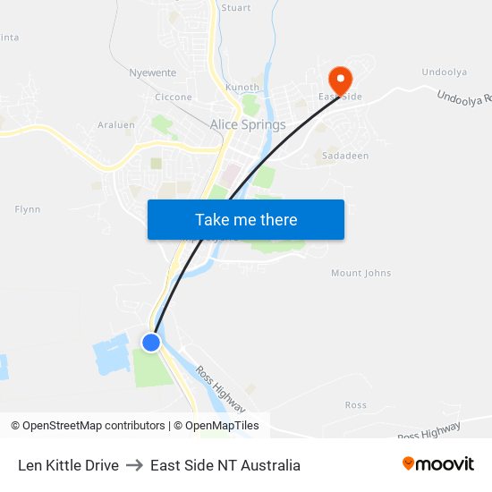 Len Kittle Drive to East Side NT Australia map