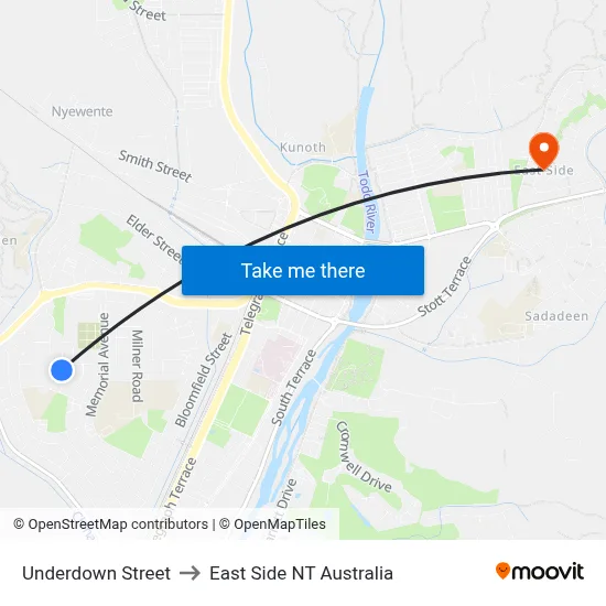 Underdown Street to East Side NT Australia map