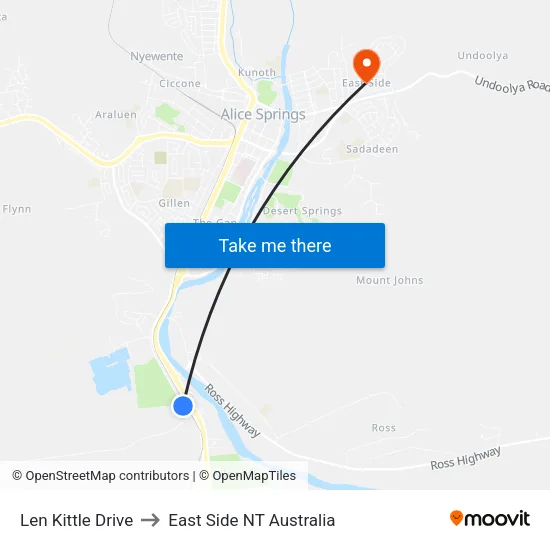 Len Kittle Drive to East Side NT Australia map