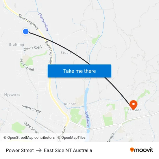 Power Street to East Side NT Australia map