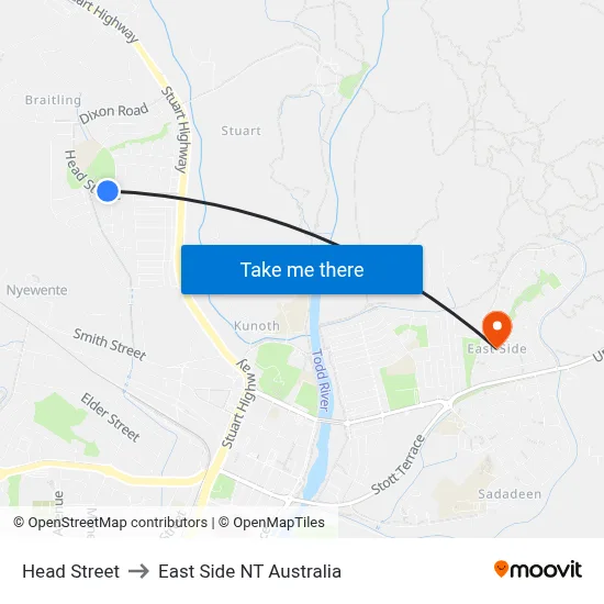 Head Street to East Side NT Australia map