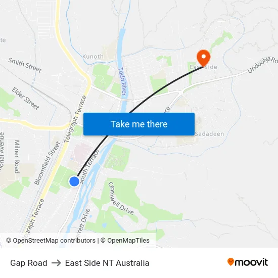 Gap Road to East Side NT Australia map