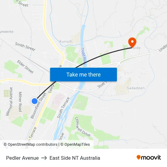 Pedler Avenue to East Side NT Australia map