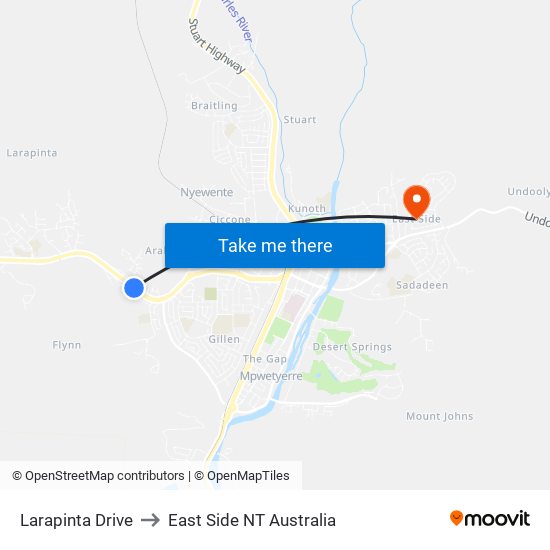 Larapinta Drive to East Side NT Australia map