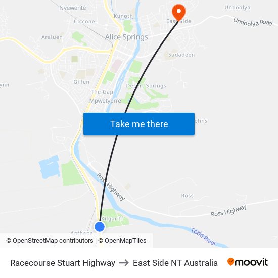 Racecourse Stuart Highway to East Side NT Australia map