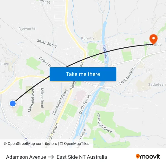 Adamson Avenue to East Side NT Australia map