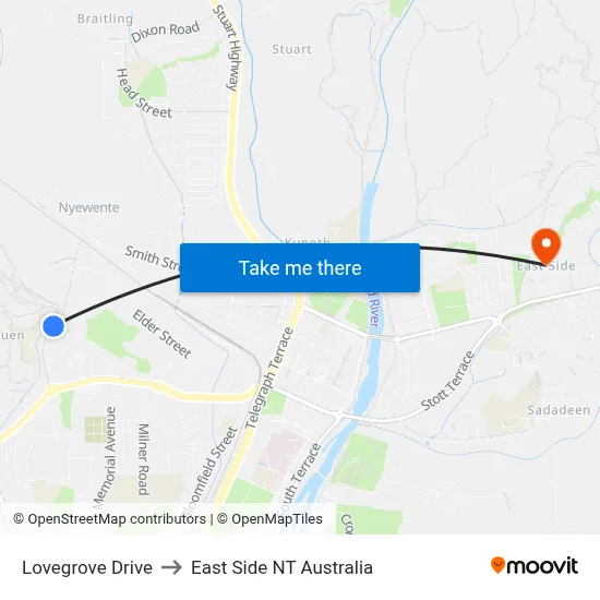 Lovegrove Drive to East Side NT Australia map