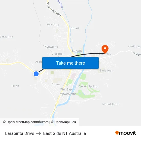 Larapinta Drive to East Side NT Australia map