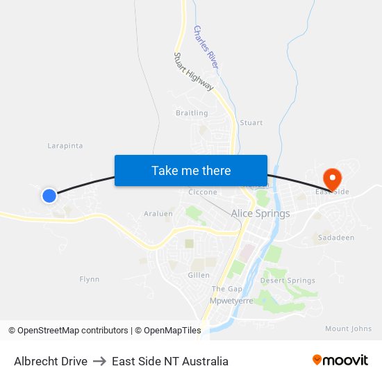 Albrecht Drive to East Side NT Australia map