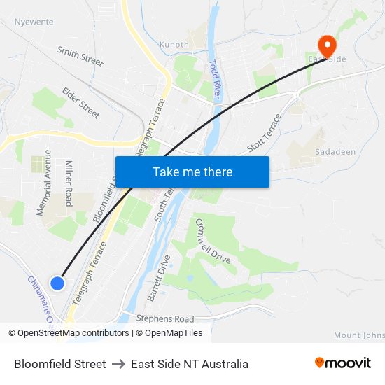 Bloomfield Street to East Side NT Australia map