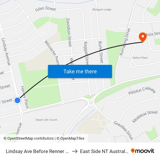 Lindsay Ave Before Renner St to East Side NT Australia map