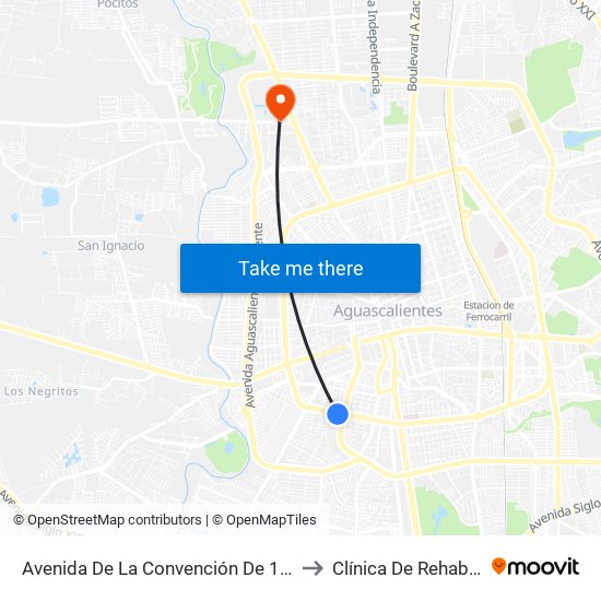 Avenida De La Convención De 1914 Sur, 815 to Clínica De Rehabilitacion map