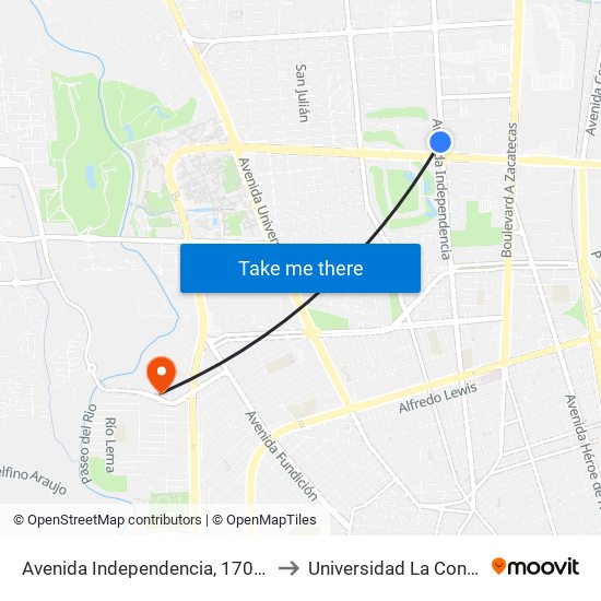 Avenida Independencia, 1702(1704) to Universidad La Concordia map