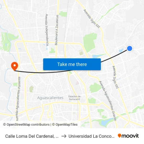 Calle Loma Del Cardenal, 107 to Universidad La Concordia map