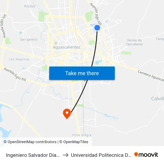 Ingeniero Salvador Díaz González, 812 to Universidad Politecnica De Aguascalientes map