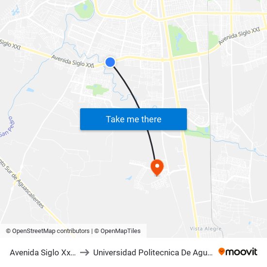 Avenida Siglo Xxi, 3306 to Universidad Politecnica De Aguascalientes map