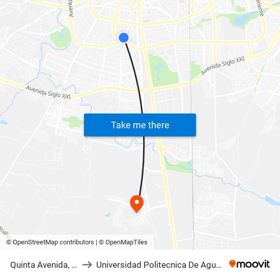 Quinta Avenida, 1001d to Universidad Politecnica De Aguascalientes map