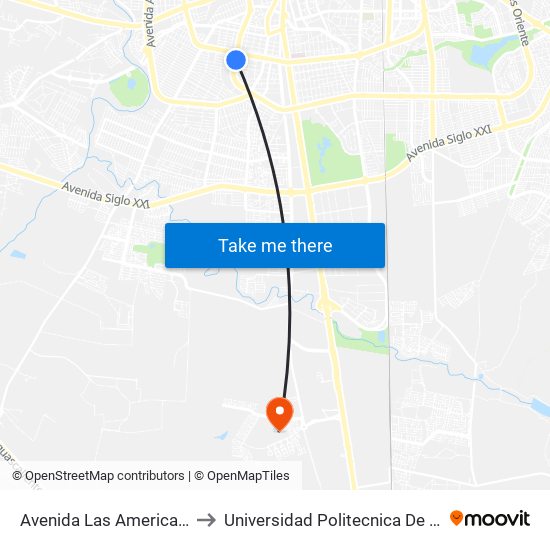 Avenida Las Americas, 413-1404 to Universidad Politecnica De Aguascalientes map