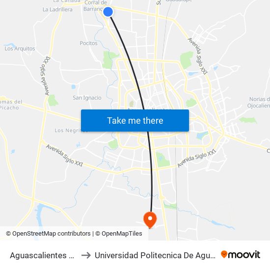 Aguascalientes 53, 436 to Universidad Politecnica De Aguascalientes map