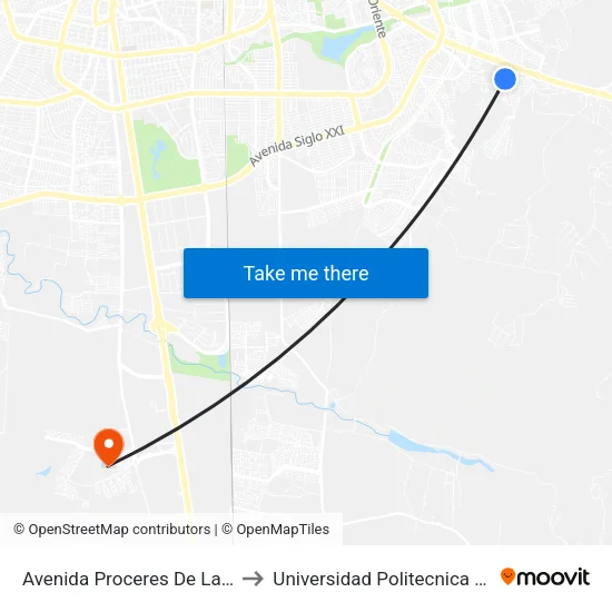 Avenida Proceres De La Enseñanza, 2207 to Universidad Politecnica De Aguascalientes map