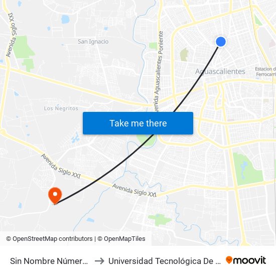 Sin Nombre Número 662, 102a to Universidad Tecnológica De Aguascalientes map