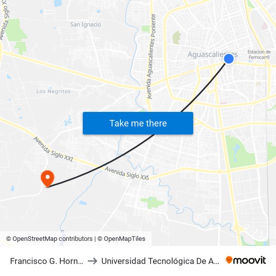 Francisco G. Hornedo, 437 to Universidad Tecnológica De Aguascalientes map