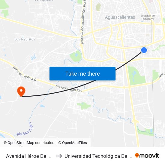 Avenida Héroe De Nacozari, Lb to Universidad Tecnológica De Aguascalientes map