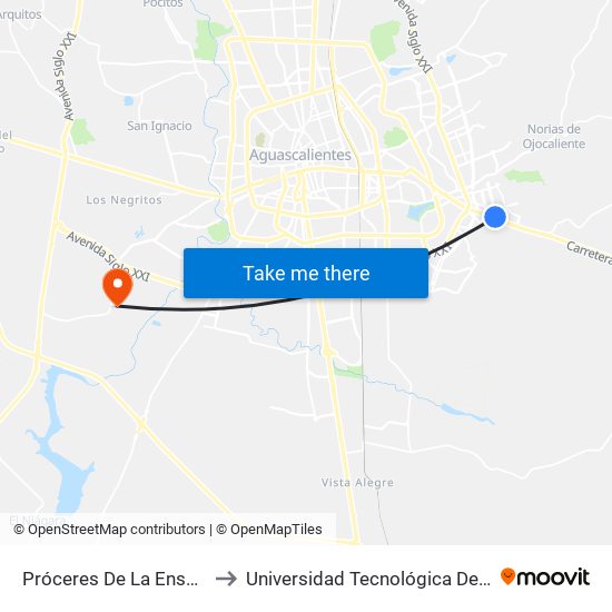 Próceres De La Enseñanza, 1802 to Universidad Tecnológica De Aguascalientes map