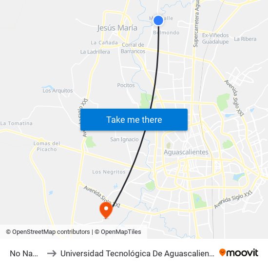 No Name to Universidad Tecnológica De Aguascalientes map