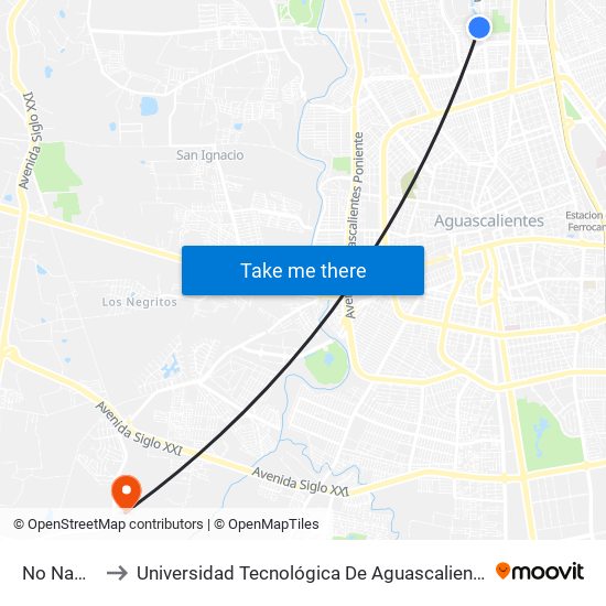 No Name to Universidad Tecnológica De Aguascalientes map