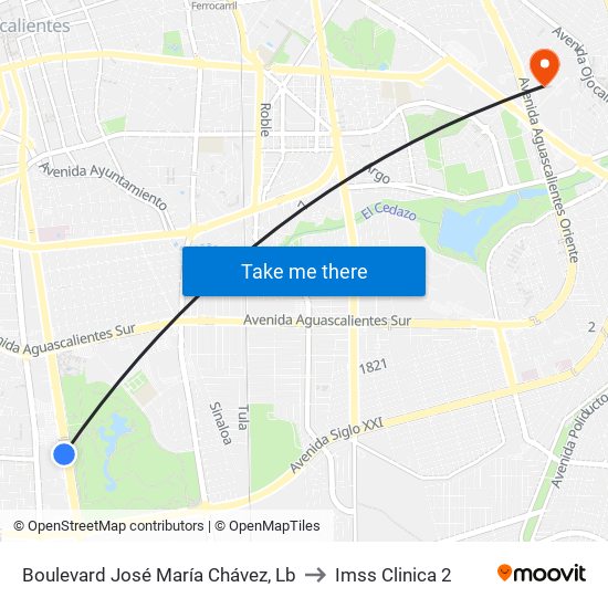 Boulevard José María Chávez, Lb to Imss Clinica 2 map