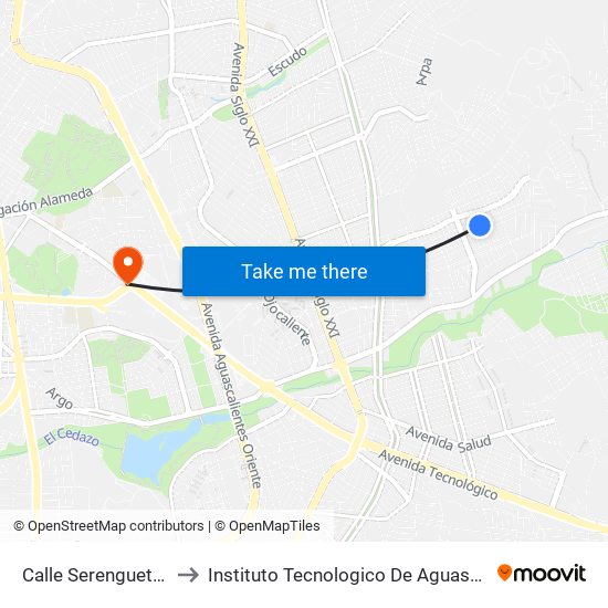 Calle Serengueti, 350 to Instituto Tecnologico De Aguascalientes map