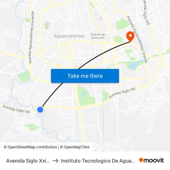 Avenida Siglo Xxi, 3306 to Instituto Tecnologico De Aguascalientes map