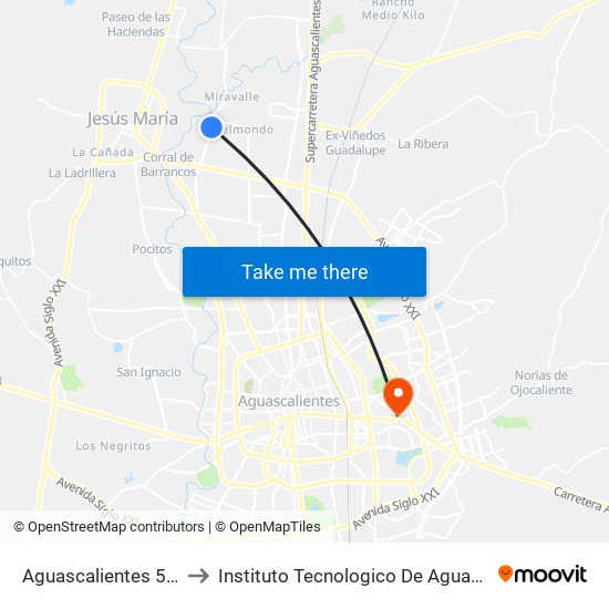Aguascalientes 53, 803 to Instituto Tecnologico De Aguascalientes map