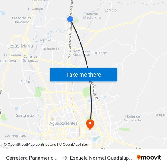 Carretera Panamericana, 545 to Escuela Normal Guadalupe Victoria map