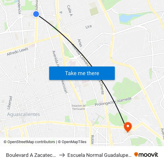 Boulevard A Zacatecas, 402 to Escuela Normal Guadalupe Victoria map