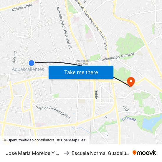 José María Morelos Y Pavón, 301 to Escuela Normal Guadalupe Victoria map