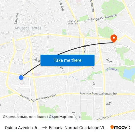 Quinta Avenida, 602a to Escuela Normal Guadalupe Victoria map