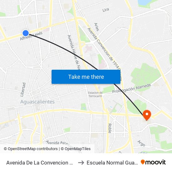 Avenida De La Convencion De 1914 Norte, 1005 to Escuela Normal Guadalupe Victoria map