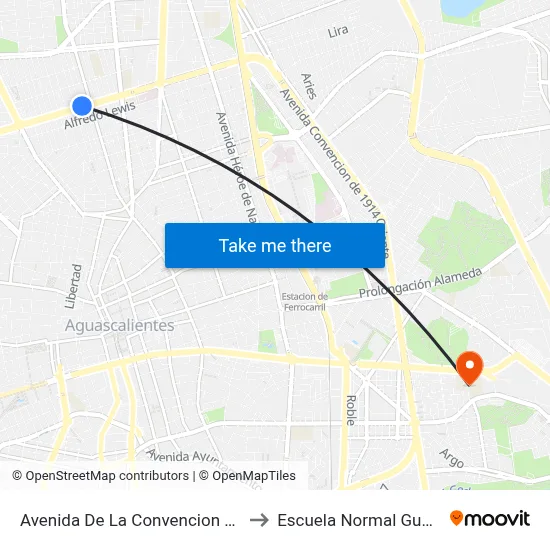 Avenida De La Convencion De 1914 Norte, 1005 to Escuela Normal Guadalupe Victoria map