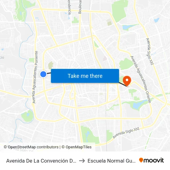 Avenida De La Convención De 1914 Poniente, 816a to Escuela Normal Guadalupe Victoria map