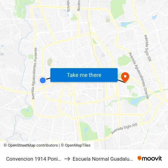 Convencion 1914 Poniente, 420 to Escuela Normal Guadalupe Victoria map
