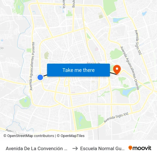 Avenida De La Convención De 1914 Poniente, 104 to Escuela Normal Guadalupe Victoria map