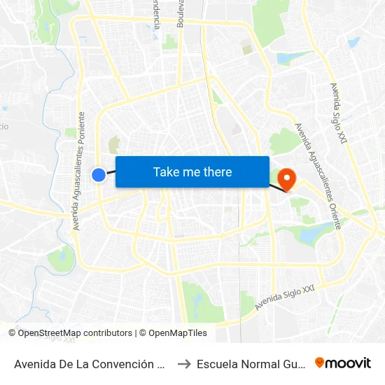 Avenida De La Convención De 1914 Poniente, 622 to Escuela Normal Guadalupe Victoria map