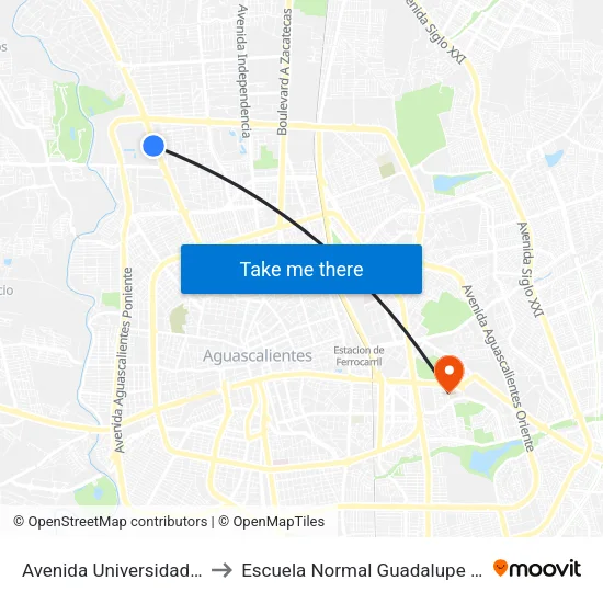Avenida Universidad, 911a to Escuela Normal Guadalupe Victoria map