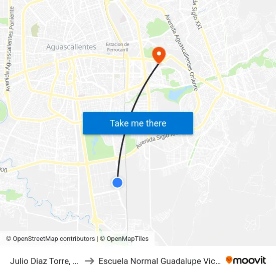 Julio Diaz Torre, 207 to Escuela Normal Guadalupe Victoria map