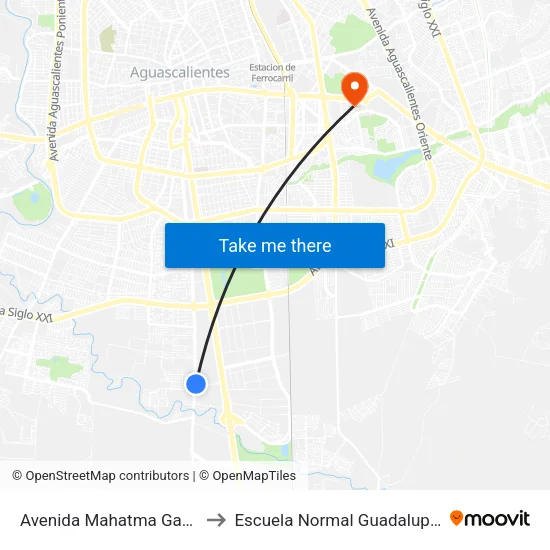 Avenida Mahatma Gandhi, 234 to Escuela Normal Guadalupe Victoria map