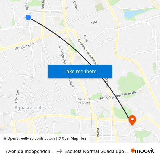 Avenida Independencia, Lb to Escuela Normal Guadalupe Victoria map
