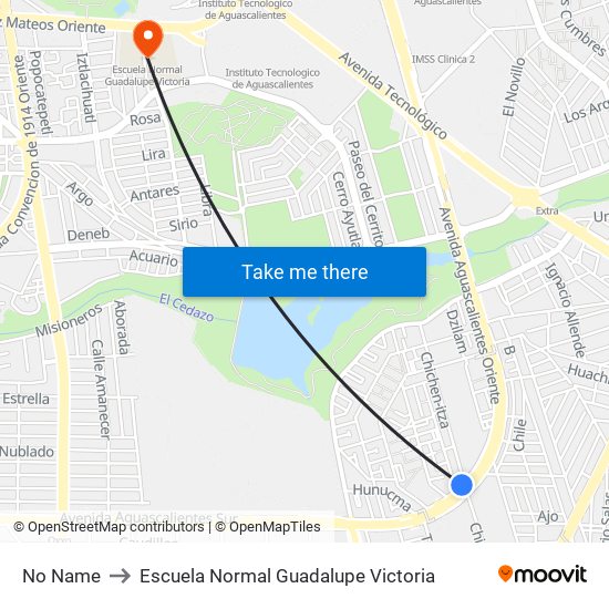 No Name to Escuela Normal Guadalupe Victoria map
